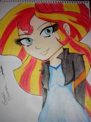 Size: 720x960 | Tagged: safe, artist:joanathewolf, sunset shimmer, equestria girls, clothes, cute, female, solo, two toned hair