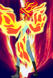 Size: 400x587 | Tagged: safe, artist:anael34gaby, sunset shimmer, clothes, female, solo, sunset phoenix, two toned hair