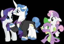 Size: 1024x702 | Tagged: safe, rarity, spike, sweetie belle, dragon, pony, unicorn, raripants, shipping, spikebelle