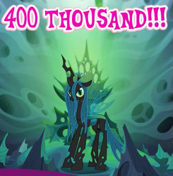 Size: 579x592 | Tagged: safe, queen chrysalis, changeling, changeling queen, 400000, gameloft, meme, wow! glimmer