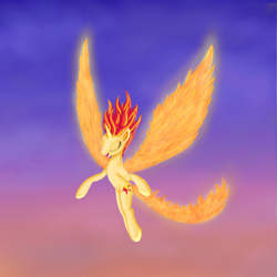 Size: 1024x1024 | Tagged: safe, artist:akernis, sunset shimmer, pony, fiery wings, sunset phoenix