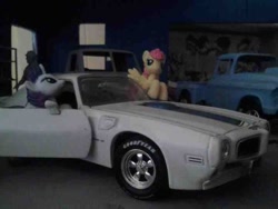 Size: 720x540 | Tagged: safe, fluttershy, rarity, blind bag, car, diorama, irl, photo, scale model, toy, truck