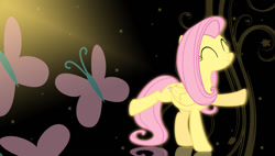 Size: 900x510 | Tagged: safe, artist:chaz1029, fluttershy, pegasus, pony, female, mare, pink mane, wallpaper, yellow coat