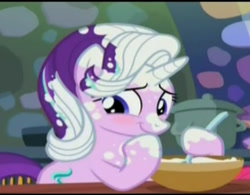 Size: 500x390 | Tagged: safe, screencap, starlight glimmer, pony, unicorn, every little thing she does, blushing, cropped, cute, female, flower, glimmerbetes, mare, raised hoof, wrong aspect ratio
