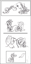 Size: 689x1430 | Tagged: safe, artist:selective-yellow, applejack, fluttershy, earth pony, pegasus, pony, appleshy, blush sticker, blushing, bucking, comic, female, heart, lesbian, question mark, shipping, traditional art