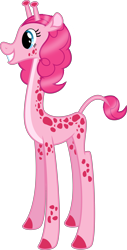 Size: 3055x6000 | Tagged: safe, artist:ambassad0r, pinkie pie, giraffe, absurd resolution, alternate hairstyle, giraffe pie, giraffied, simple background, species swap, transparent background, vector