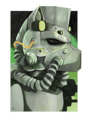 Size: 1024x1449 | Tagged: safe, artist:angstfish, oc, oc only, oc:steelhooves, fallout equestria, armor, bust, deviantart watermark, obtrusive watermark, portrait, power armor, solo, steel ranger, transparent, watermark