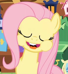 Size: 707x765 | Tagged: safe, screencap, fluttershy, pegasus, pony, stare master, cute, eyes closed, faic, female, mare, open mouth, puffy cheeks, shyabetes, smiling, solo, tongue out, uvula