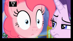 Size: 1366x768 | Tagged: safe, screencap, pinkie pie, starlight glimmer, pony, every little thing she does, hypnosis, hypnotized, tv-y