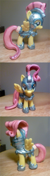 Size: 300x1056 | Tagged: safe, artist:mooncustoms, fluttershy, pony, armor, brushable, crystal guard armor, custom, irl, photo, solo, toy