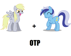 Size: 648x512 | Tagged: safe, derpy hooves, minuette, pegasus, pony, exploitable meme, female, mare, minuderp, otp, pun, shipping, underp