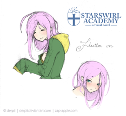 Size: 600x551 | Tagged: safe, artist:derpiihooves, fluttershy, faith summers, humanized, starswirl academy