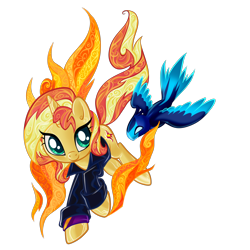 Size: 6000x6000 | Tagged: safe, artist:sakuyamon, sunset shimmer, phoenix, pony, unicorn, cute, female, fiery shimmer, mare, night phoenix, shimmerbetes, simple background, sunset phoenix, transparent background