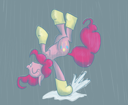 Size: 1100x900 | Tagged: safe, artist:tinyfeather, pinkie pie, earth pony, pony, dancing, galoshes, rain