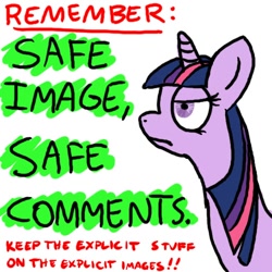 Size: 512x512 | Tagged: safe, artist:thelonelampman, derpibooru import, twilight sparkle, frown, meta, solo, text, unamused