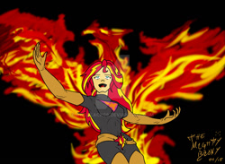 Size: 1024x750 | Tagged: safe, artist:owlblack08, sunset shimmer, dark phoenix, fiery shimmer, jean grey, phoenix (x-men), solo, sunset phoenix, x-men