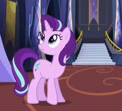 Size: 390x355 | Tagged: safe, screencap, starlight glimmer, pony, every little thing she does, cropped, cute, looking up, solo