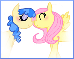 Size: 510x410 | Tagged: safe, artist:woop-de-de-doo, fluttershy, sapphire shores, pegasus, pony, female, fluttershores, lesbian, nuzzling, shipping