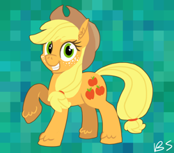 Size: 1280x1129 | Tagged: safe, artist:ponett, applejack, earth pony, pony, blonde mane, female, mare, orange coat, solo, unshorn fetlocks