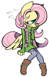 Size: 515x800 | Tagged: safe, artist:grindzone, fluttershy, anthro, blushing, clothes