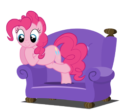 Size: 8347x7500 | Tagged: safe, artist:camsy34, pinkie pie, earth pony, pony, just for sidekicks, absurd resolution, leaning, simple background, sofa, solo, transparent background, vector