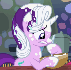 Size: 482x475 | Tagged: safe, screencap, starlight glimmer, pony, every little thing she does, animated, flour, gif, loop