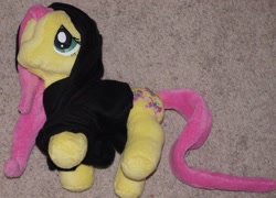 Size: 2972x2140 | Tagged: safe, artist:agony-roses, fluttershy, pony, clothes, hoodie, irl, photo, plushie, solo