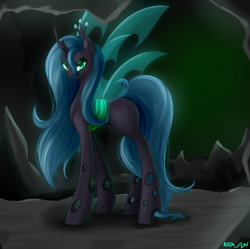 Size: 2009x2000 | Tagged: safe, artist:kirasunnight, queen chrysalis, changeling, changeling queen, female, smiling, solo