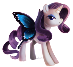 Size: 646x588 | Tagged: safe, artist:jiayi, rarity, pony, unicorn, female, glimmer wings, horn, mare, solo, wings