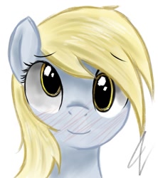 Size: 733x827 | Tagged: artist needed, safe, derpy hooves, pegasus, pony, blushing, cute, female, mare, solo