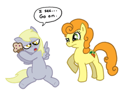 Size: 800x581 | Tagged: artist needed, safe, carrot top, derpy hooves, golden harvest, pegasus, pony, female, mare, muffin