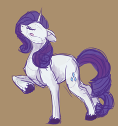 Size: 1138x1204 | Tagged: safe, artist:weepysheep, rarity, pony, unicorn, brown background, eyes closed, simple background, smiling, solo, unshorn fetlocks