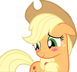 Size: 6063x5688 | Tagged: safe, artist:samxjing, applejack, earth pony, pony, absurd resolution, blushing, simple background, transparent background, vector