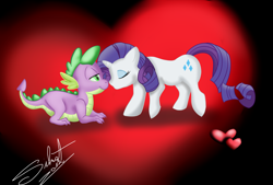 Size: 1748x1181 | Tagged: safe, artist:silnat, rarity, spike, dragon, pony, unicorn, shipping, sparity