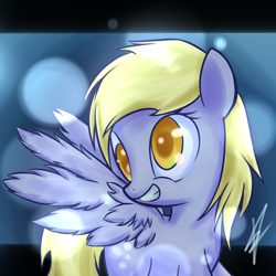 Size: 1050x1050 | Tagged: safe, artist:mister-markers, derpy hooves, pegasus, pony, bubble, female, mare, solo