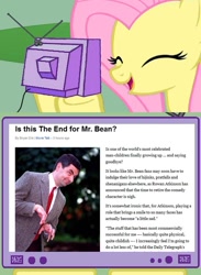 Size: 604x827 | Tagged: safe, fluttershy, pegasus, pony, exploitable meme, meme, mr bean, photo, rowan atkinson, tv meme