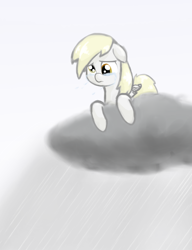 Size: 920x1200 | Tagged: safe, artist:239asd, derpy hooves, pegasus, pony, cloud, female, mare, rain, sad