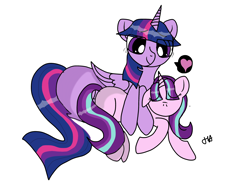 Size: 3264x2448 | Tagged: safe, anonymous artist, starlight glimmer, twilight sparkle, twilight sparkle (alicorn), alicorn, pony, unicorn, cute, fanart, female, filly, heart, lesbian, mare, shipping, simple background, twistarlight, white background