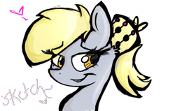 Size: 505x321 | Tagged: safe, artist:xxcandyflowerxx, derpy hooves, pegasus, pony, female, hat, mare, underp