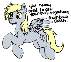 Size: 740x640 | Tagged: safe, artist:skaleal, derpy hooves, pegasus, pony, dialogue, female, mare, simple background, solo, spread wings, vulgar, white background, wings