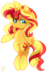 Size: 1122x1718 | Tagged: safe, artist:php92, sunset shimmer, pony, unicorn, looking at you, smiling, solo, underhoof