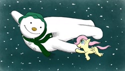 Size: 1280x720 | Tagged: safe, artist:jarntazecht, fluttershy, pegasus, pony, filly, snowman, the snowman