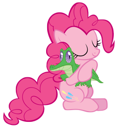 Size: 4000x4278 | Tagged: dead source, safe, artist:thatsgrotesque, gummy, pinkie pie, earth pony, pony, absurd resolution, duo, hug, simple background, transparent background, vector