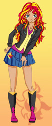 Size: 1165x2791 | Tagged: safe, artist:erim-kawamori, sunset shimmer, human, clothes, humanized, school uniform, skirt