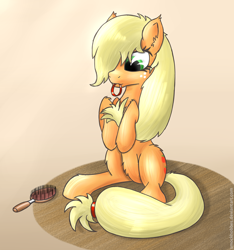 Size: 900x962 | Tagged: safe, artist:smockhobbes, applejack, earth pony, pony, brushie, female, loose hair, mare