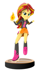 Size: 671x1191 | Tagged: safe, artist:flare-chaser, sunset shimmer, equestria girls, 3d, 3d model, amiibo, fiery shimmer, fire, nintendo, pyromancy, sold out, super smash bros., trophy