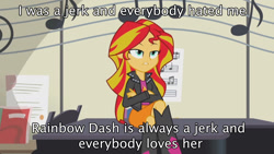 Size: 1280x720 | Tagged: safe, rainbow dash, sunset shimmer, equestria girls, rainbow rocks, image macro, meme, piano