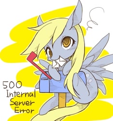Size: 375x400 | Tagged: safe, artist:kolshica, derpy hooves, pegasus, pony, error, female, http status code, mail, mailbox, mare, pixiv, solo