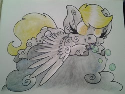 Size: 640x480 | Tagged: safe, artist:artofguillotine, derpy hooves, pegasus, pony, bubble, cloud, cute, female, mare, solo