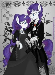 Size: 1387x1904 | Tagged: safe, artist:jaquelindreamz, elusive, rarity, anthro, clothes, dress, rule 63, self ponidox